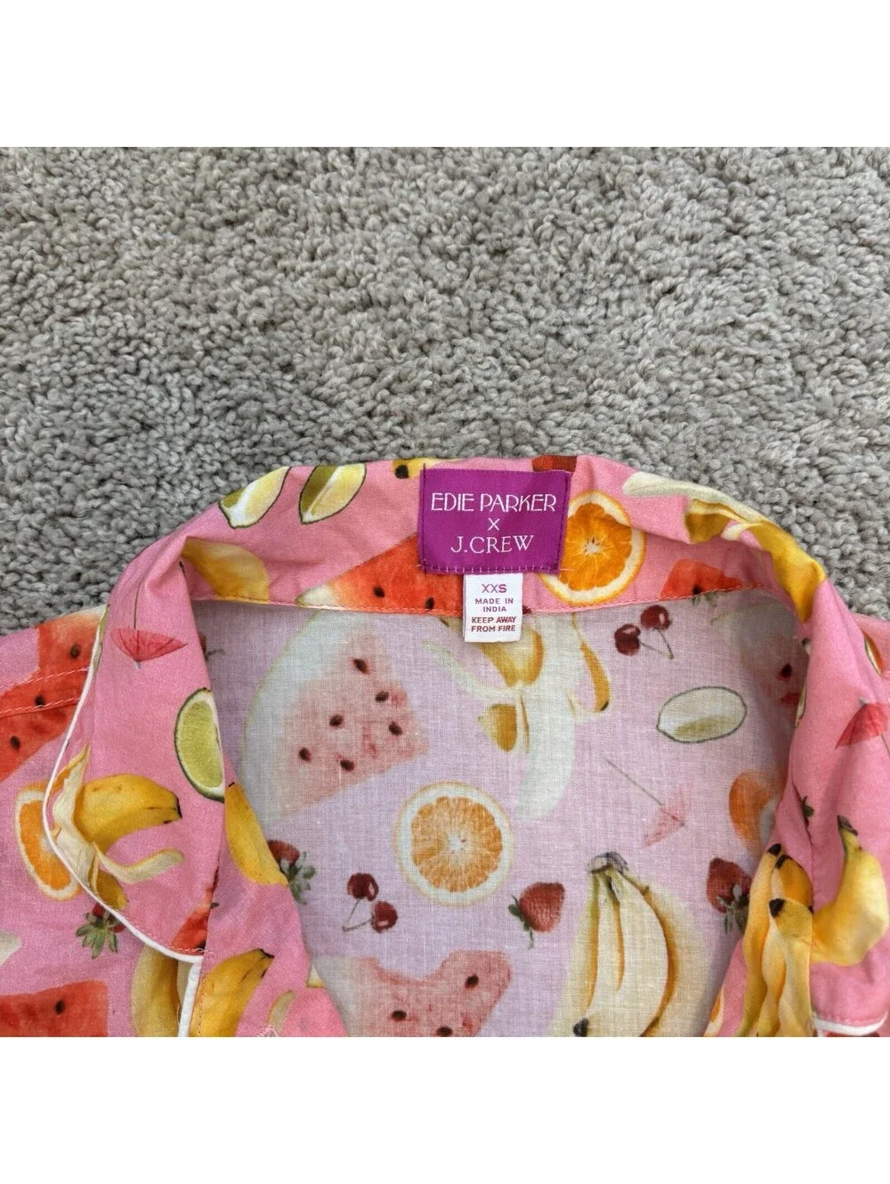 Edie Parker X J.Crew short-sleeve pajama set in fruit punch 100% cotton Size XXS